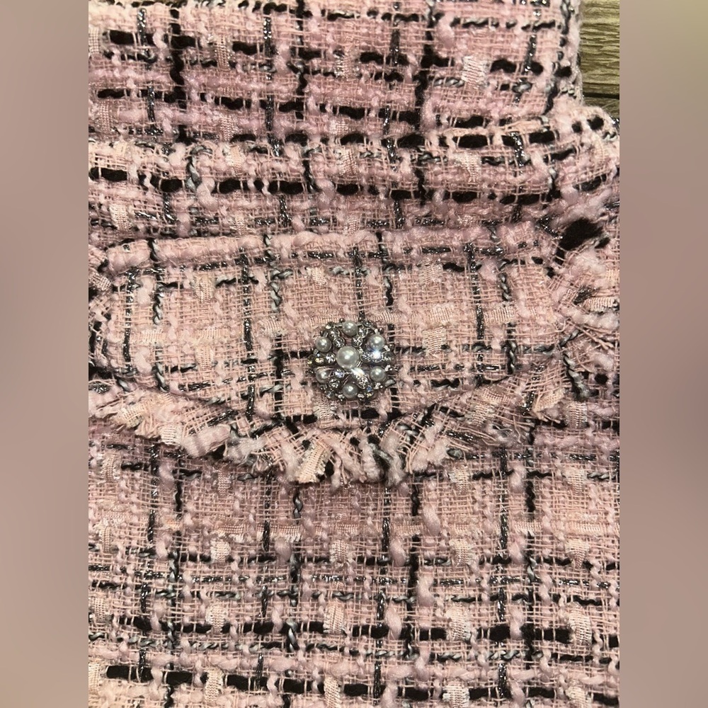 WILD FABLE Tweed Boucle Skort Mini Skirt pink black pattern Clueless Academia - Picture 8 of 15